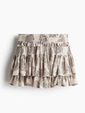NWT ✨ H&M Cream Mini Skirt with Brown Paisley Print
